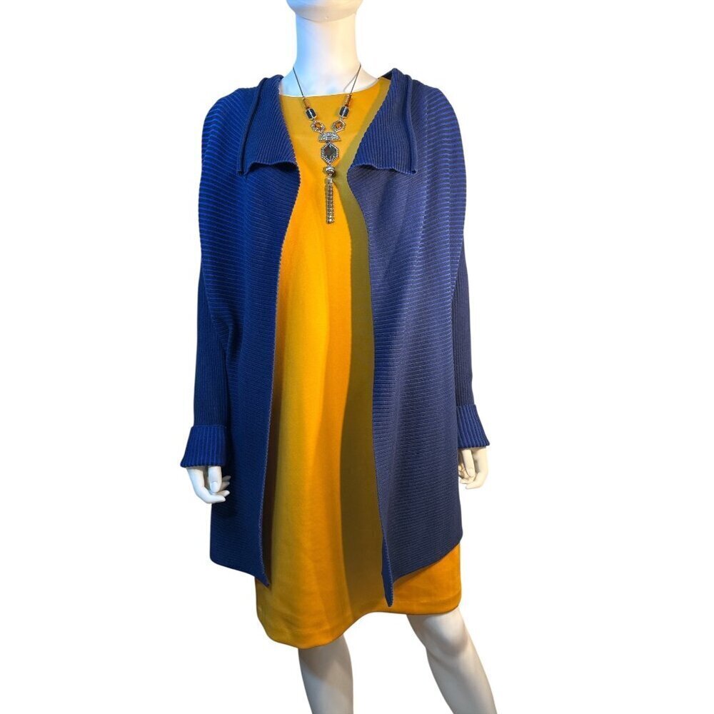 Chaus New York Blue Moon Open-Front Cardigan Small 100% Cotton Ribbed Knit NWT